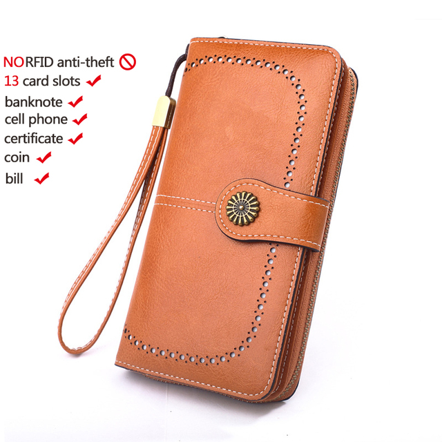 High Quality Women Wallet RFID Anti-theft Leather Wallets For Woman Long Zipper Large Ladies Clutch Bag Female Purse Card Holder