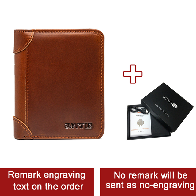 Genuine Leather Slim Wallets for Men and Women Short Credit Card Holders Coin Smart Bluetooth Wallet Man Card Holder Photo