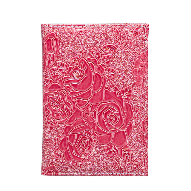 Hot Sale Red 3D Embossed Rose PU Leather Women Passport Holder Embossing Passport Cover Credit Card ID Bag