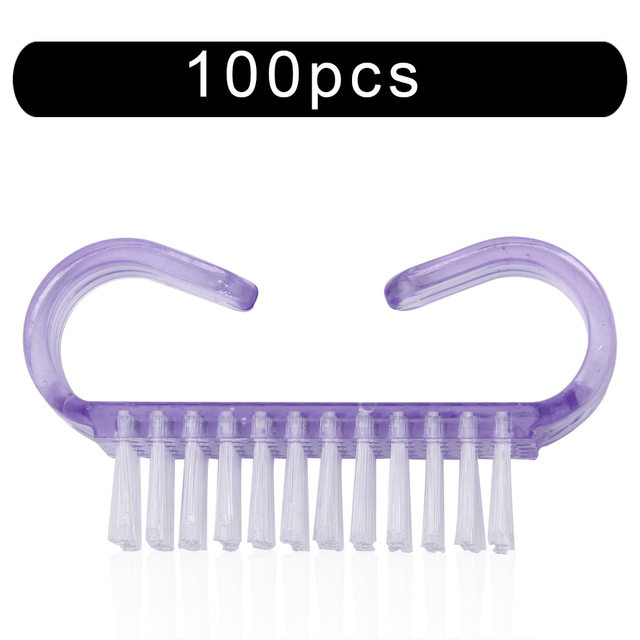 10/50/100pcs New Acrylic Nail Cleaning Brush Dust Removal Brush Nail Pedicure Plastic Gel Manicure Brushes Handle Scrubbing Tool