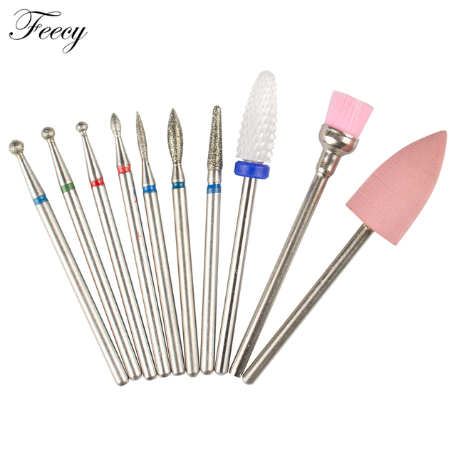 10pcs Ceramic Diamond Grinding Cutter For Manicure Set Nail Bits Grinder Cutters To Remove Gel Varnish Nail Art Accessories