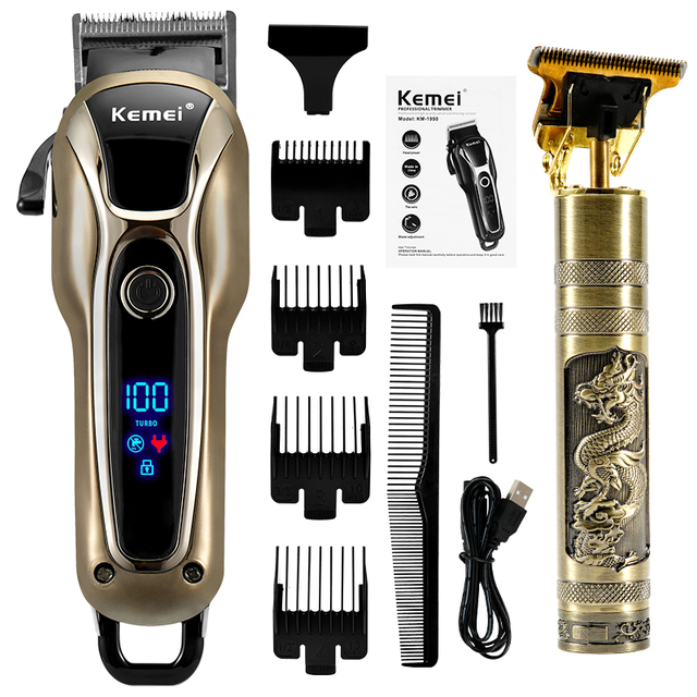 Professional Barber Hair Clipper Rechargeable Electric Finish Cutting Machine Beard Trimmer Cordless Shaver Corded