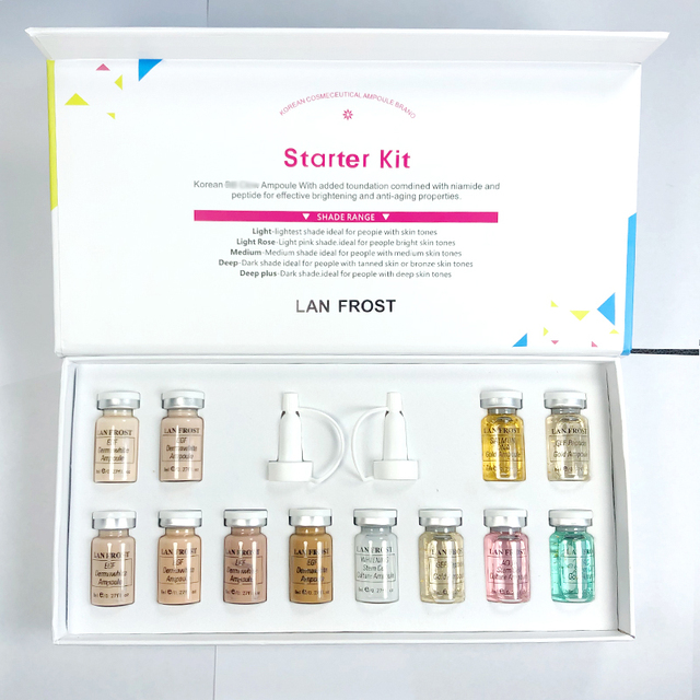 12 Vials Korean Cosmetic Dermawhite BB Cream Glow Starter Kit Stayve Liquid Foundation for Skin Whitening Brightening