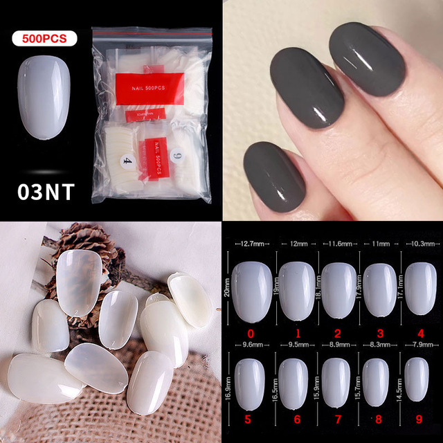 500pcs False Nail Extension Full Cover Fake Nails French False Nail Clear/White False Nail Tips Art Manicure Tool French Nail