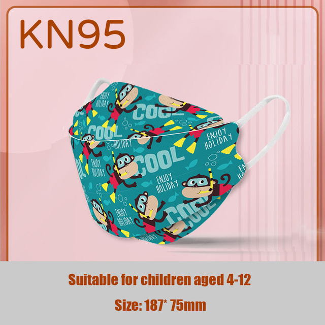 50/200pcs KN95 Disposable Face Mask Printed Children Virus Cartoon Pattern Cute Mask Anti-Dust Protective Christmas Mascarilla