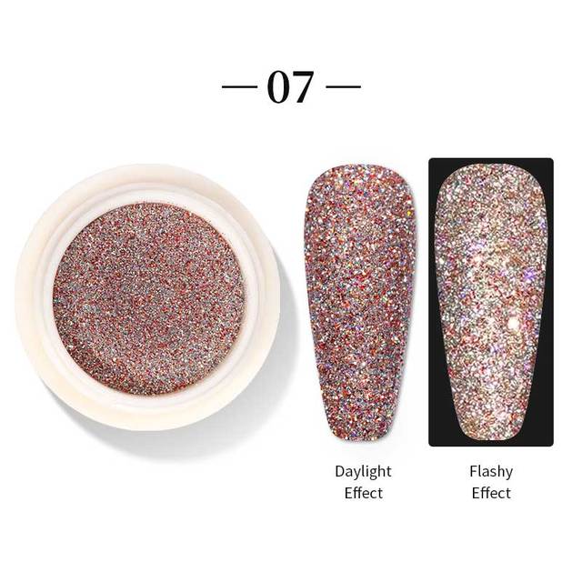 Born Pretty Reflective Glitter Powder Sea Salt Nail Powder Shining Nail Glitter Chrome Pigment Dust Hollow Powder Nail Decoration