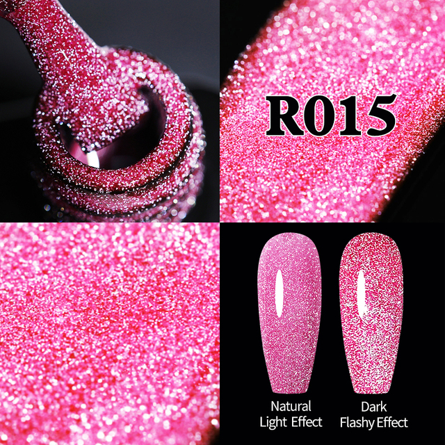 ur sugar 7.5ml neon yellow reflective glitter gel nail polish shine twilight nail gel nail art varnish semi permanent varnish