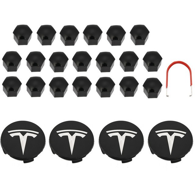 Tesla Model 3S X Wheel Center Caps Hub Caps Screw Cap Kit Decorative Tire Cap Modification Accessories Tesla Car Emblem Badge