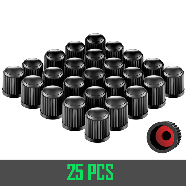 10/25/50/100pcs Black Tire Valve Caps, With Rubber O-Ring, Universal Stem Caps For Cars Bike, Bike, Truck, Motorcycle