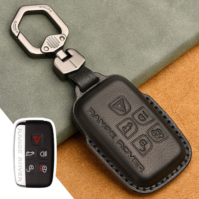 Luxury Genuine Leather Car Key Case For Jaguar Land Rover Evoque Sport Accessories Keychains Bag Holder Keyring Fob Shell