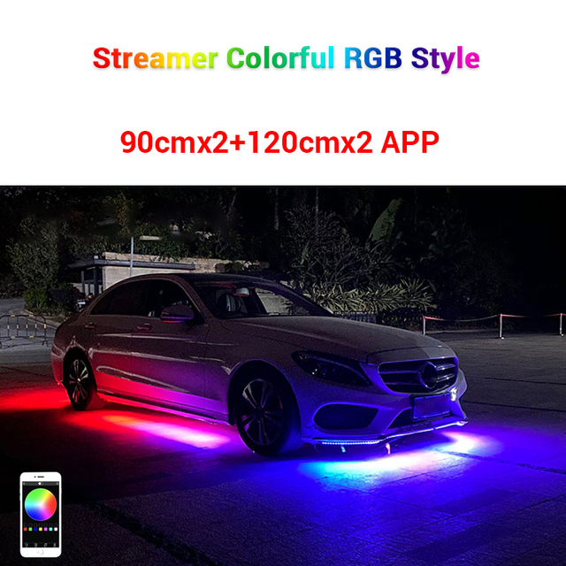 LED سيارة أضواء تحت الماء عن بعد/APP التحكم الهيكل أضواء النيون RGB شرائط مرنة جو مصباح نظام تحت الماء