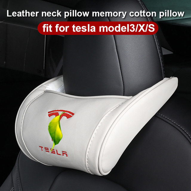 For Tesla Model 3S X 2022 Car Seat Headrest Neck Seat Cushion PU Leather Head Support Headrest Head Cushion For Tesla Model 3