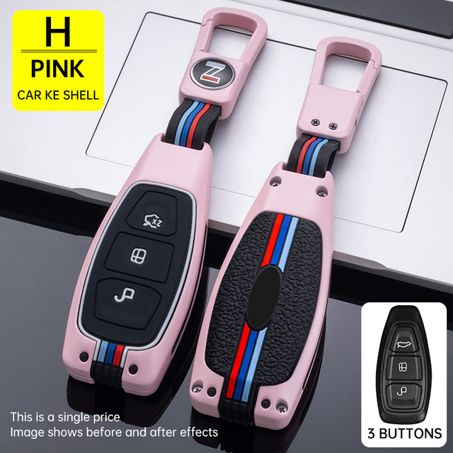 1x Zinc Alloy Car Key Cover For Ford Transit Custom Mondeo Fiesta Kuga ST Line MK3 Focus 3 Station Wagon Ecosport 3 Button Key