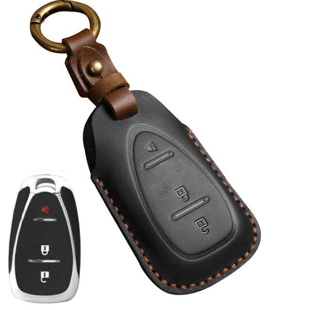 Luxury Leather Car Key Case Cover Fob Protector Keychain Holder For Chevy Chevrolet 2021 JM Trax Crvalier Cruze Malibu Keyring