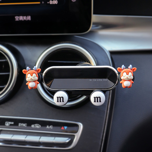 Cute Universal Car Phone Holder Air Conditioning Air Outlet Decoration Air Freshener Car Perfume Ladies Auto Interior Accessories