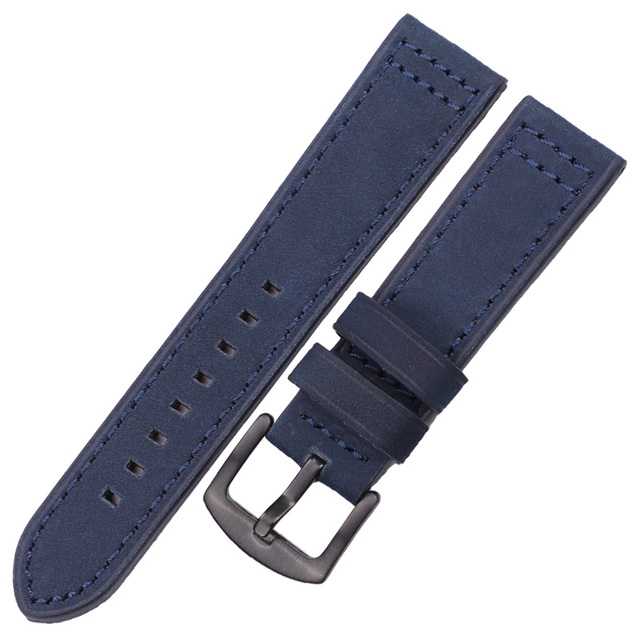 HENGRC Genuine Leather Watches Bracelet Black Blue Gray Brown Cowhide Watch Strap for Women Men 18 20mm 22mm 24mm Wrist Band