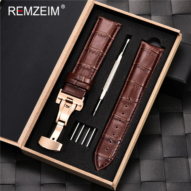 Remz Patterned - Genuine calfskin leather watch strap size 16, 17, 18, 19, 20, 21, 22, 23 and 24mm, with box and watch accessories