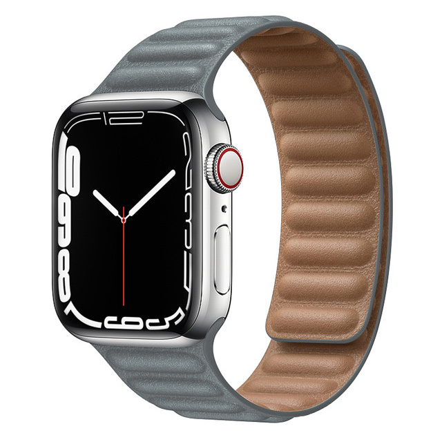 حزام ل سوار ساعة يد آبل رابط جلدية حلقة 44 مللي متر 40 مللي متر iWatch سلسلة 7 6 SE 5 4 3 2 1 watchbands سوار 42 مللي متر 38 مللي متر الأساور