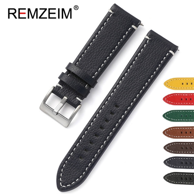 Double-sided Leather 18mm 20mm 22mm 24mm Watchband Quick Release Watch Band Strap Men Women Yellow Red Black Watch Accessories