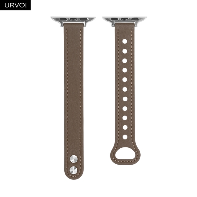 URVOI Strap for Apple Watch Series 7 6 SE 5 4 3 Sport Band Slim Genuine Leather Double Pin Buckle for iWatch Modern Design 40mm