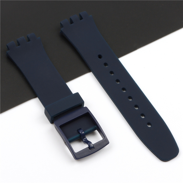 20mm silicone strap female pin buckle watch accessories for swatch SUSB400 SUSW402 men's sports waterproof bracelet watch band