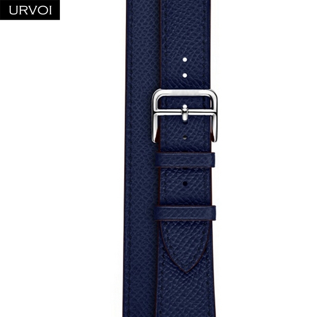 URVOI Double Round Band for Apple Watch Series 7 6 SE 5 4 3 Strap for iwatch Strap High Quality Soft Genuine Leather Loop Wraps