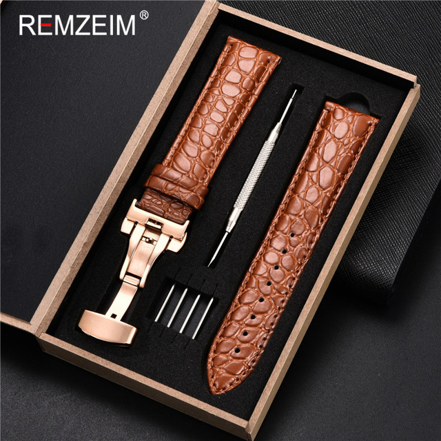 REMZEIM Calfskin Watchband 18mm 19mm 20mm 21mm 22mm 24mm Women Men Leather Strap Watch Band Accessories Wristband