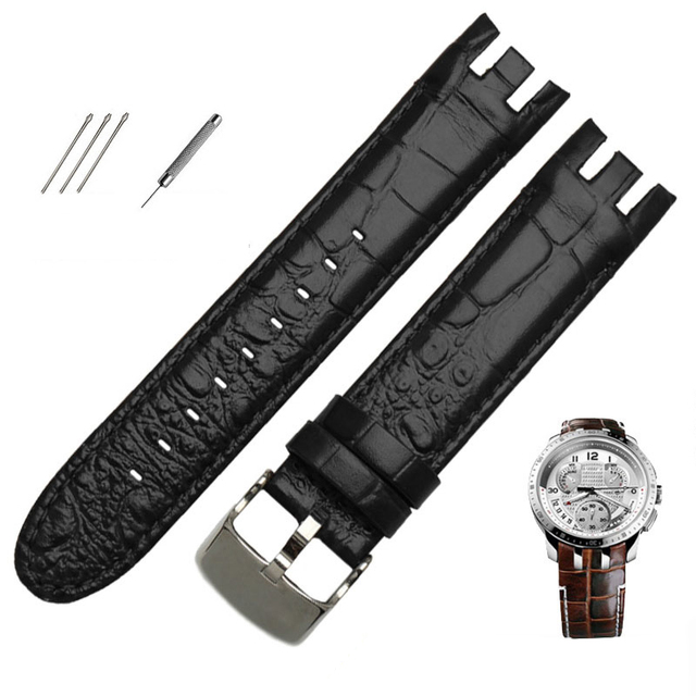 High Quality Genuine Leather Watch Strap For Swatch YRS403 412 402G Watch Band 21mm Watchband Men Curved End Watches Bracelet