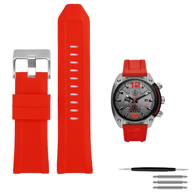 High quality silicone rubber watch band suitable for diesel dz4318/4323/4283/7315/4427 men waterproof soft big strap 24mm26mm