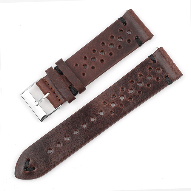 Onthelevel Leather Watch Strap 18mm 20mm 22mm 24mm Durable Coffee Brown Color Watch Band Quick Release Watch Straps Replacement