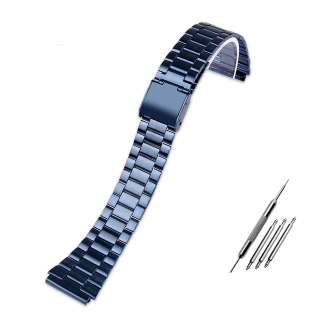 Casio Metal Wristband A158 / a159 / A168 /a169/b650 /aq230/ 700 Small Gold Watch Accessories Mouth18mm Convex Black Bracelet