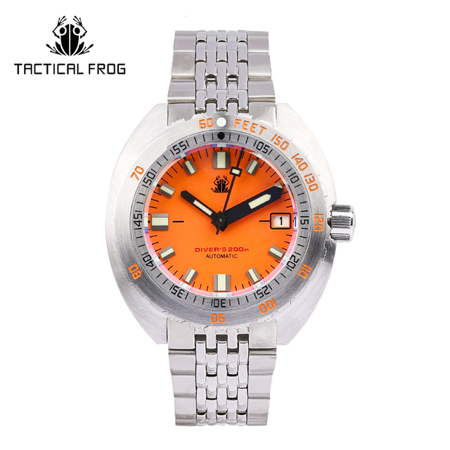 Tactical Frog Sub 300T V3 Retro Diver Watch Men NH35A Automatic Sapphire 200M Waterproof Luminous Stainless Steel Mechanical Bracelet