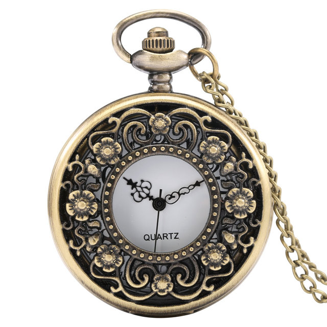 Unisex Personality Quartz Movement Exquisite Chain Pocket Watch Pattern Men Women Watches Anniversary Gift for Boyfriend