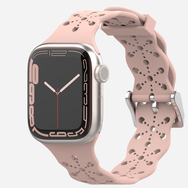 Lace Silicone Strap for Apple Watch Bnad 7 45mm 41mm Breathable Silicone Wristband for iWatch 6 5 4 3 SE 44mm 42mm 40mm