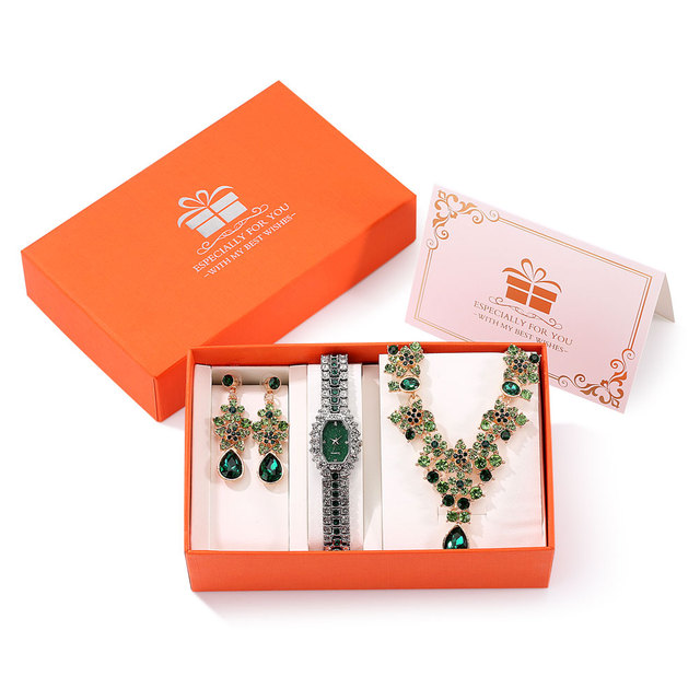 2021 Women Watch Set Luxury Brand Crystal Jewelery Set for Girlfriend Gifts Women Quartz Watches Earrings Set Christmas