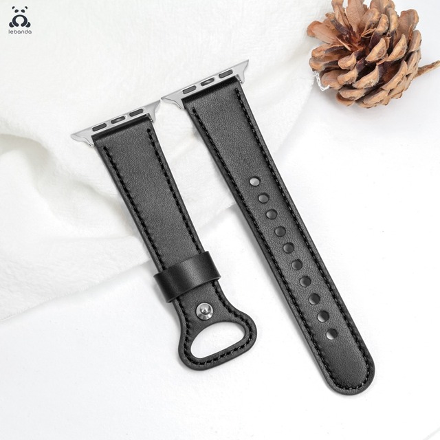 Leather Pin Buckle Strap for Apple Watch Series Strap 7 6 SE 5 4 3 2 Sport Strap Modern Single Loop Design Suitable for iWatch