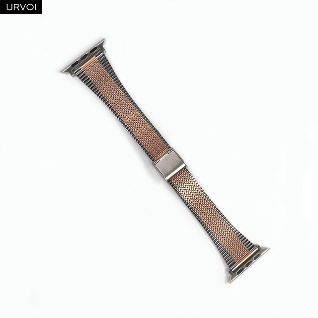 URVOI Stainless Steel Thin Strap for Apple Watch Series 7 6 SE 5 4 3 2 Thin Metal Chain Bracelet Fold Buckle for iWatch 41 45mm