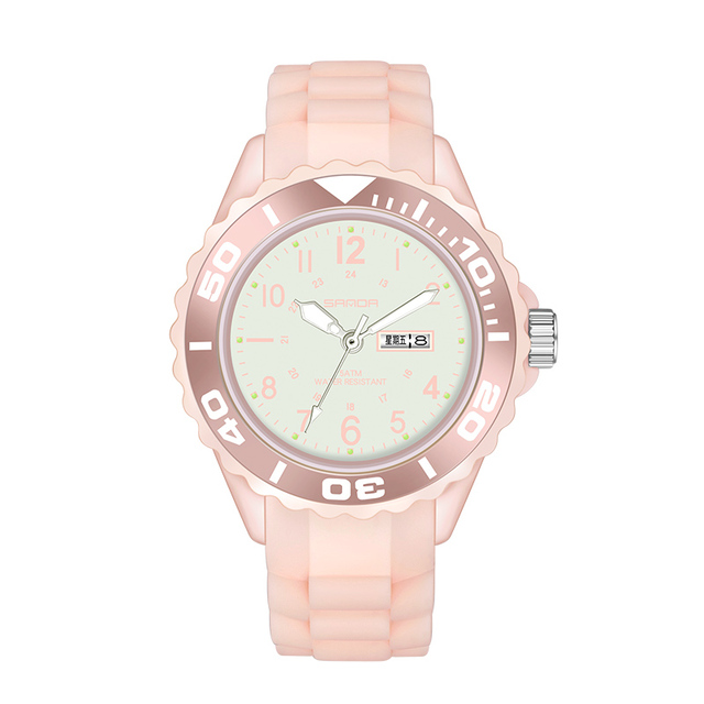 SANDA Fashion Casual Women's Watch Silicone Waterproof Quartz Women Watches Female Gift for Women Watch Relogio Feminino P1053