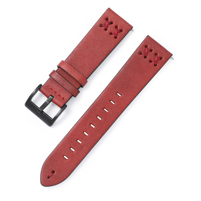 20mm 22mm Leather Watch Strap For Samsung Galaxy Watch 4 42mm 46mm Huawei Watch GT Black Buckle Wrist Watch Strap Bracelet