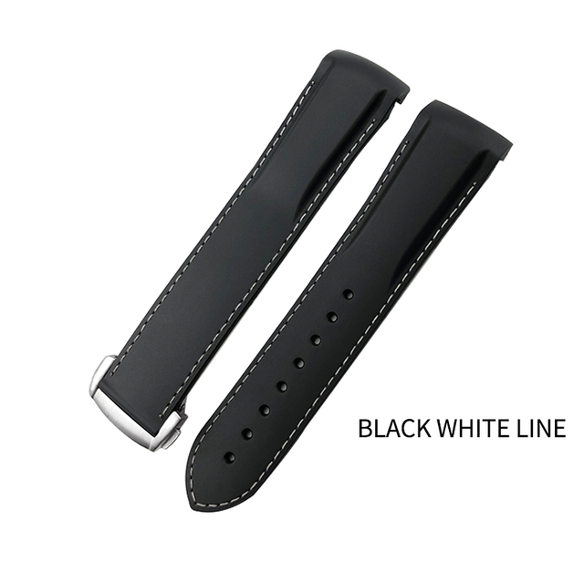 20mm 22mm 19mm 21mm Curved End Rubber Watch Band fit for HUAWEI GT 2 3 Pro Omega Longines Hydroconquest Seiko SKX Silicone Strap