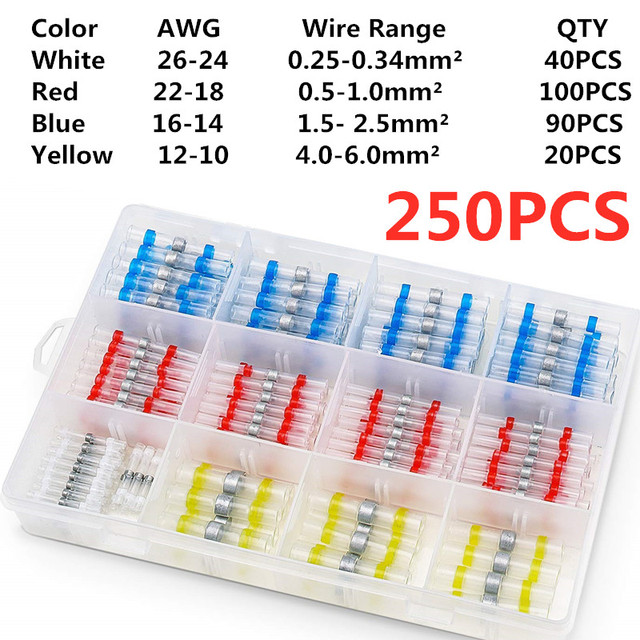 1200/800/50pcs Heat Shrink Butt Terminals Crimp Terminals Waterproof Welding Seal Electrical Connectors Marine Automotive Cable Stranding Wire