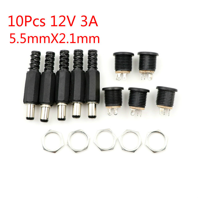 DC Power Connectors Pin Female Plug Jack Male Plug Jack Socket Adapter PCB Base DIY Adapter Connectors