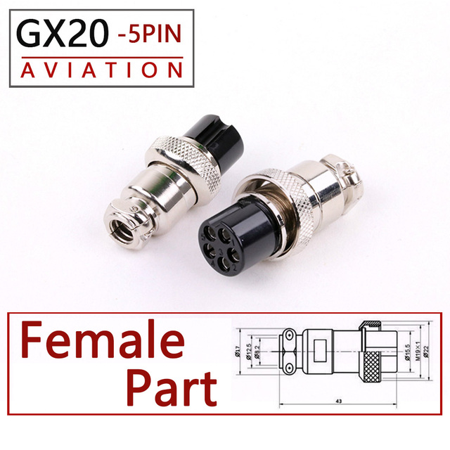 10pcs High Quality GX20 2/3/4/5/6/7/8/9/10/12/15 Pin Female 20mm Round Wire Flight Board Connector Socket Industrial Socket