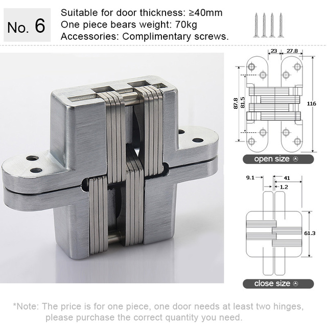 Hidden Hinge Invisible Folding Door Concealed Cross Hidden Hinges for Furniture Hardware Cabinet Folding Door Wooden Box Front