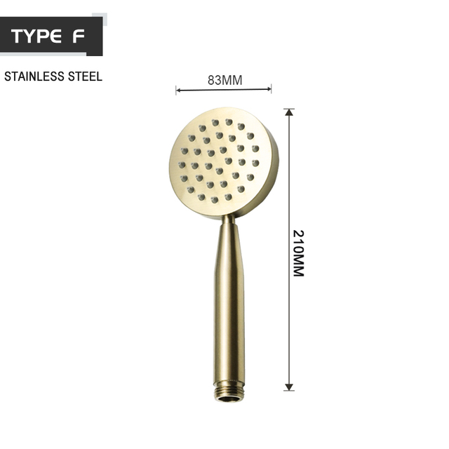 Brushed Gold Handheld Shower Head Bathroom Gold Finish Brass Or Stainless Steel Shower Bath Spray Handheld Shower Heads