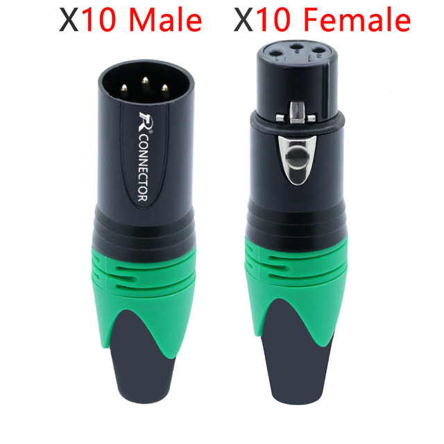 20pcs/10sets 10pcs 3 Pin XLR Female Jack + 10pcs Male Plug Professional 3 Pole XLR Socket Plug Microphone Connector Wholesale