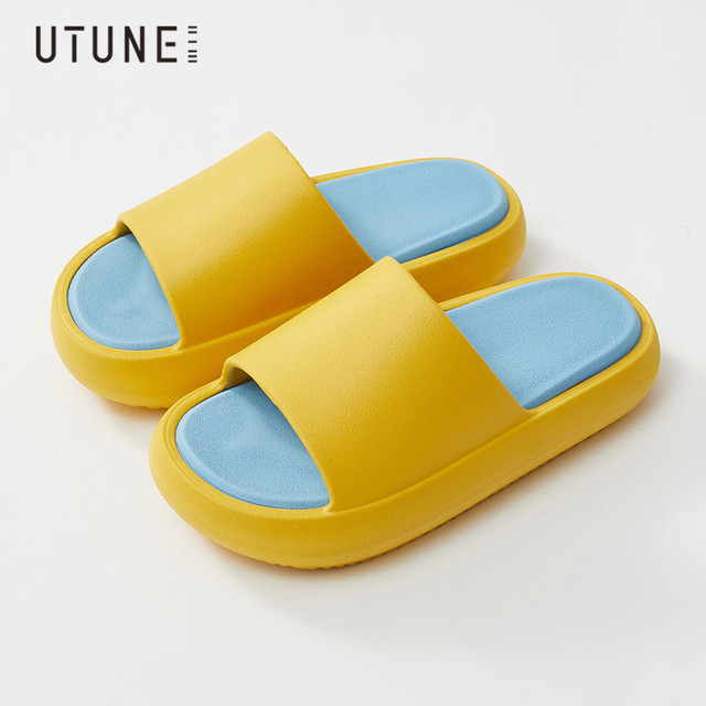 UTUNE Summer Outside Slippers Men Shoes EVA Soft Outdoor Sneaker Platform Slides Women Thick Sole Non-slip Indoor Beach Sandals