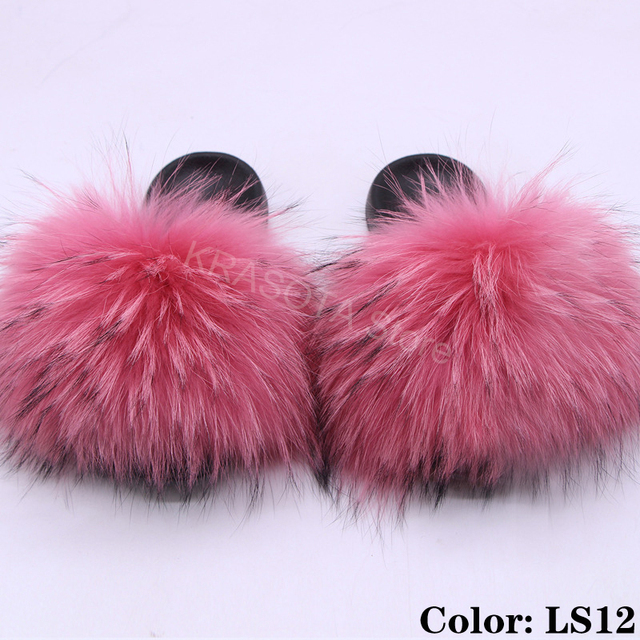 Natural Fur Slippers Women Home Fluffy Slippers House Furry Slides Luxury Summer Flip Flops with Real Fur Wholesale Dropshipping