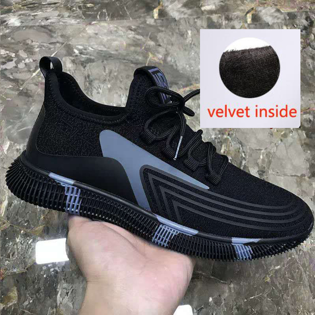 Men's Casual Velvet Running Shoes Breathable Cotton Sneakers Fashionable 2021 Autumn Winter Collection