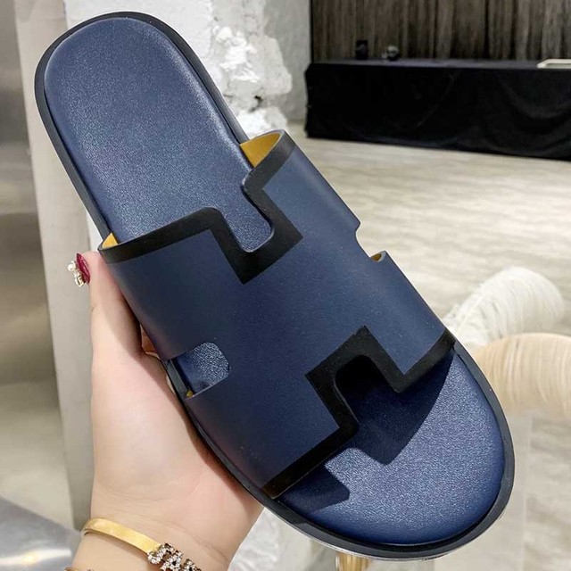 2022 summer luxury designer men leather flat sandals flat open toe comfort elegant wide fit mule slippers flip flop shoes 38-46